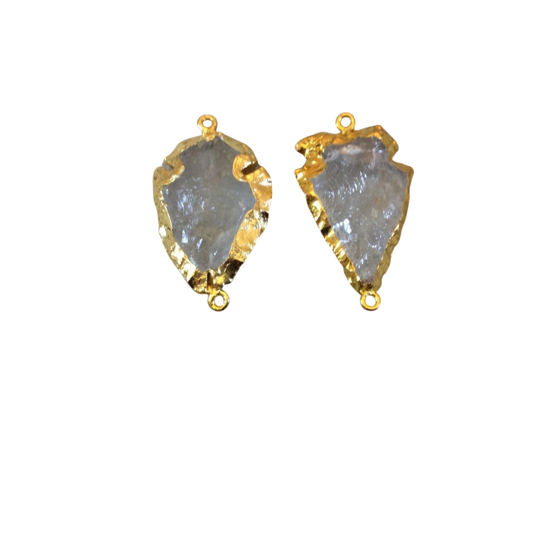 1-1.5" Arrowhead Shaped Electroformed Clear Quartz Connector - Measuring 30mm-40mm Long, Approximately - Sold Individually, Randomly Chosen