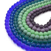 Indian Glass Beads | 10mm Matte Round Shaped Indian Beach Glass Beads | Purple Blue Green Available