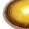 Chinese Crystal Beads | 6mm Faceted Transparent Rondelle Shaped Crystal Beads | Brown Tan Yellow Orange