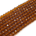 Chinese Crystal Beads | 6mm Faceted Transparent Rondelle Shaped Crystal Beads | Brown Tan Yellow Orange