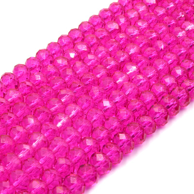 Chinese Crystal Beads | 6mm Faceted Transparent Rondelle Shaped Crystal Beads | Purple Red Pink Clear