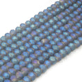 Chinese Crystal Beads | 6mm Faceted Matte Rondelle Shaped Crystal Beads | Blue Silver Gray Peach Pink
