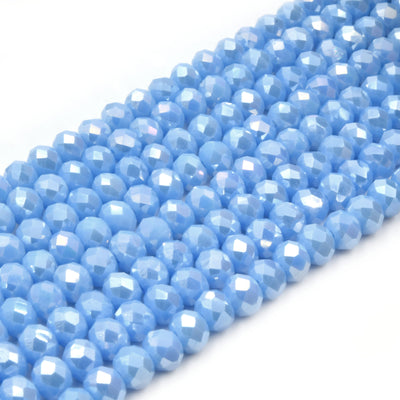 Chinese Crystal Beads | 6mm Faceted AB Coated Rondelle Shaped Crystal Beads | Blue Green