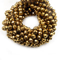 Chinese Crystal Beads | Metallic Rondelle Shaped Crystal Beads | Gold Silver Gunmetal Bronze Rose Gold Available