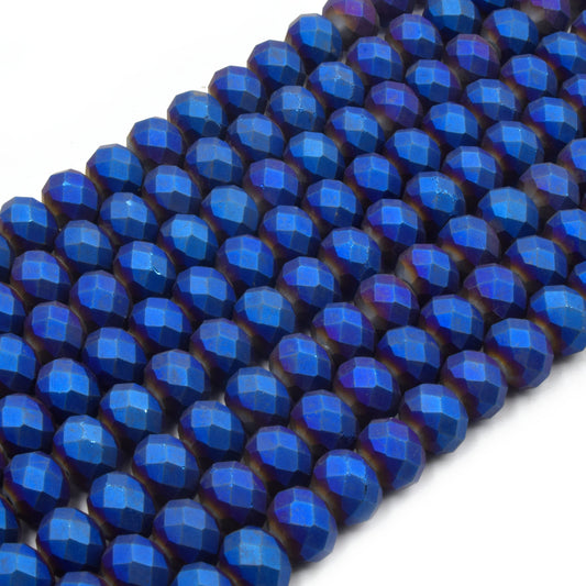 Chinese Crystal Beads | 10mm Faceted Matte Rondelle Shaped Crystal Beads | Blue Gray Peach Orange Cream Available