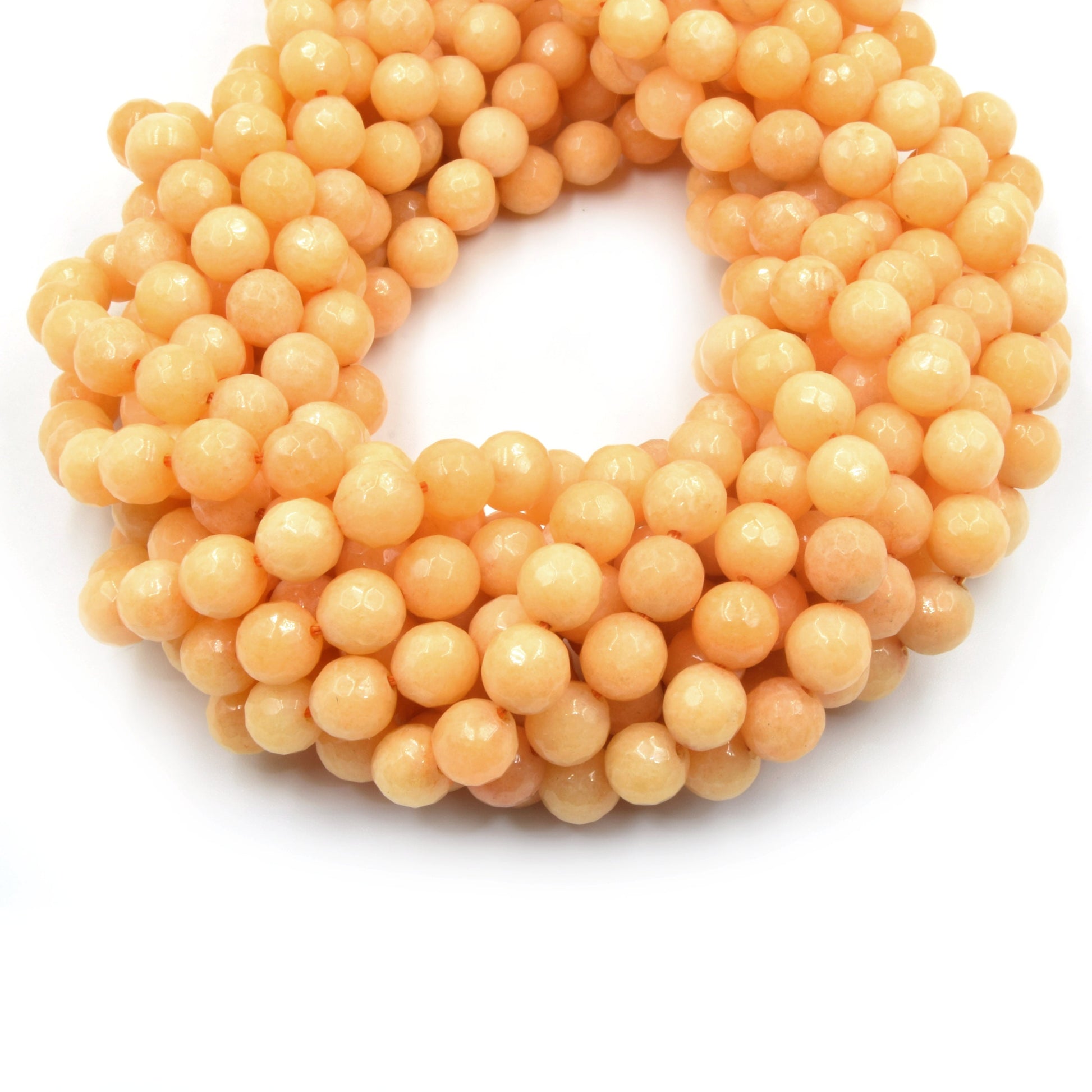 Faceted Jade Beads | 8mm Faceted Dyed Brown Red Orange Purple Jade Round Beads with 1mm Holes - Sold by 15.5" Strands (~ 46 Beads)