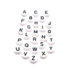 Letter Beads | White Round Beads with Black Letters | Acrylic Letter Beads