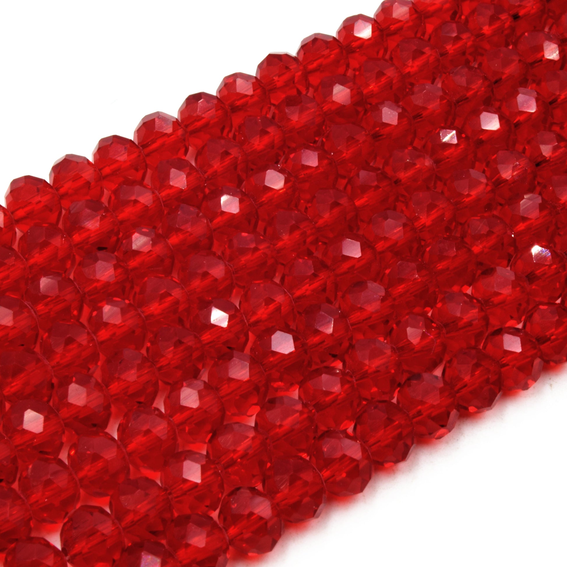 Chinese Crystal Beads | 8mm Faceted Transparent Rondelle Shaped Crystal Beads | Red Orange Pink Yellow