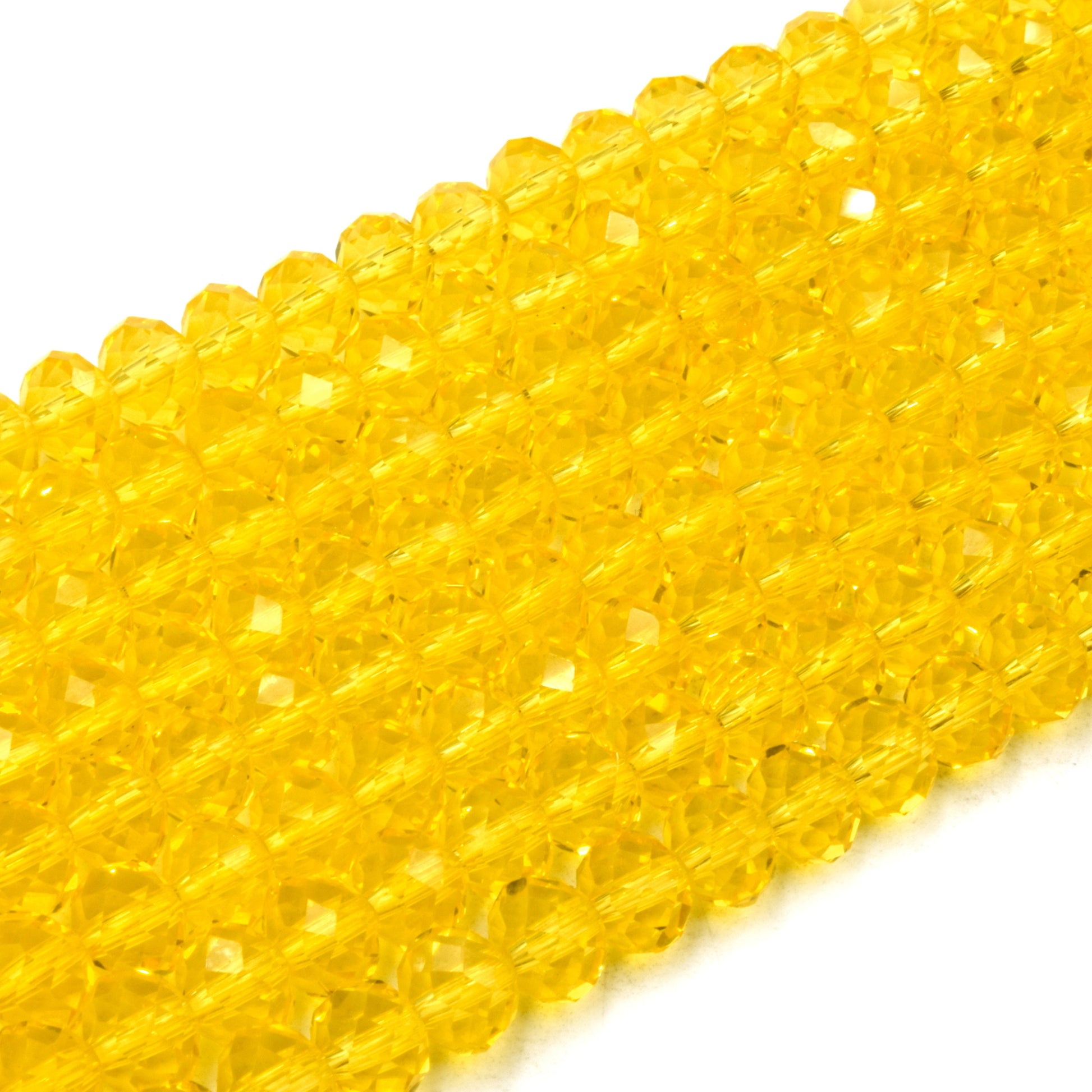 Chinese Crystal Beads | 8mm Faceted Transparent Rondelle Shaped Crystal Beads | Red Orange Pink Yellow