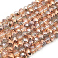 Chinese Crystal Beads | 8mm Faceted Metallic Rondelle Shaped Crystal Beads | Gold Brown Rose Gold Champagne