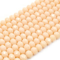 Chinese Crystal Beads | 8mm Faceted Semi Opaque Rondelle Shaped Crystal Beads | Peach Pink Clear