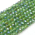 Chinese Crystal Beads | 8mm Faceted AB Coated Transparent Rondelle Shaped Crystal Beads | Red Green