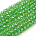 Chinese Crystal Beads | 8mm Faceted AB Coated Transparent Rondelle Shaped Crystal Beads | Red Green