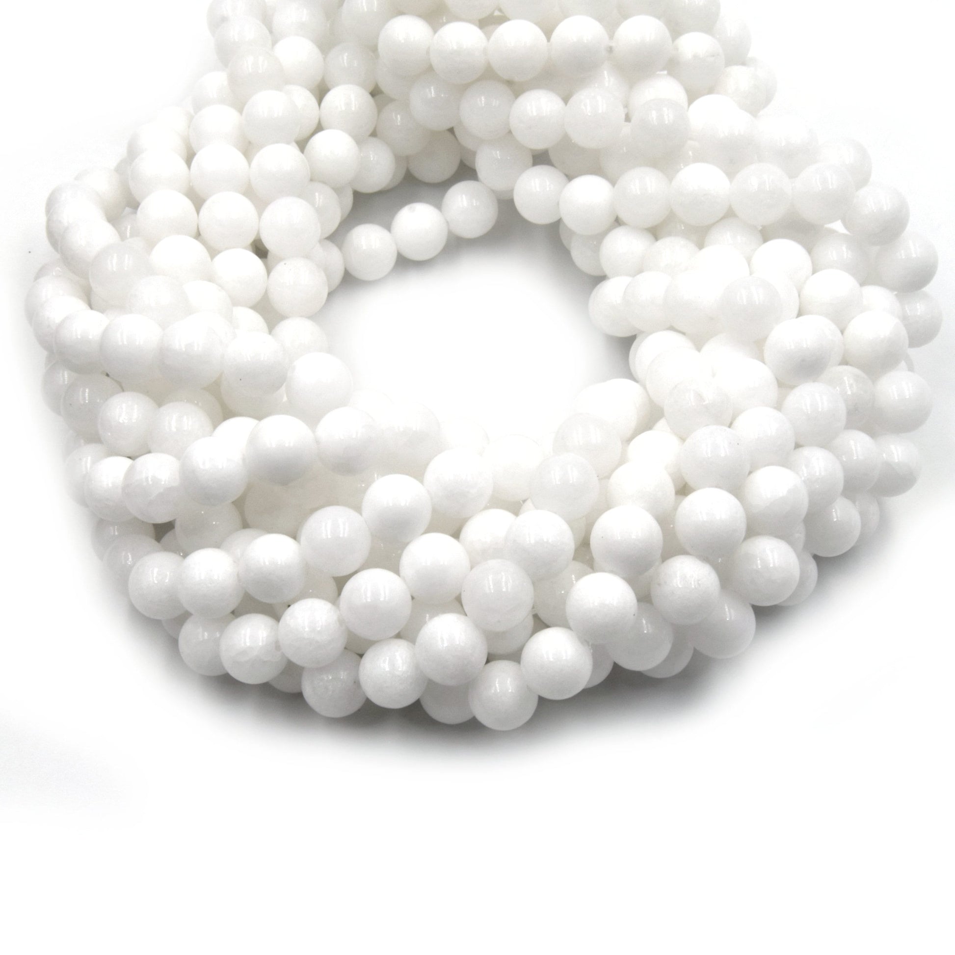 Dyed Smooth Jade Beads | Dyed Semi-Opaque White Round Gemstone Beads - 4mm 6mm 8mm 10mm 12mm Available
