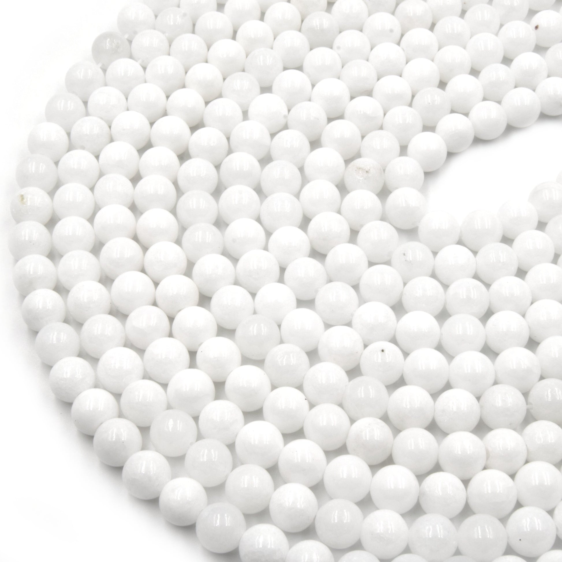 Dyed Smooth Jade Beads | Dyed Semi-Opaque White Round Gemstone Beads - 4mm 6mm 8mm 10mm 12mm Available