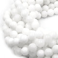 Dyed Smooth Jade Beads | Dyed Semi-Opaque White Round Gemstone Beads - 4mm 6mm 8mm 10mm 12mm Available
