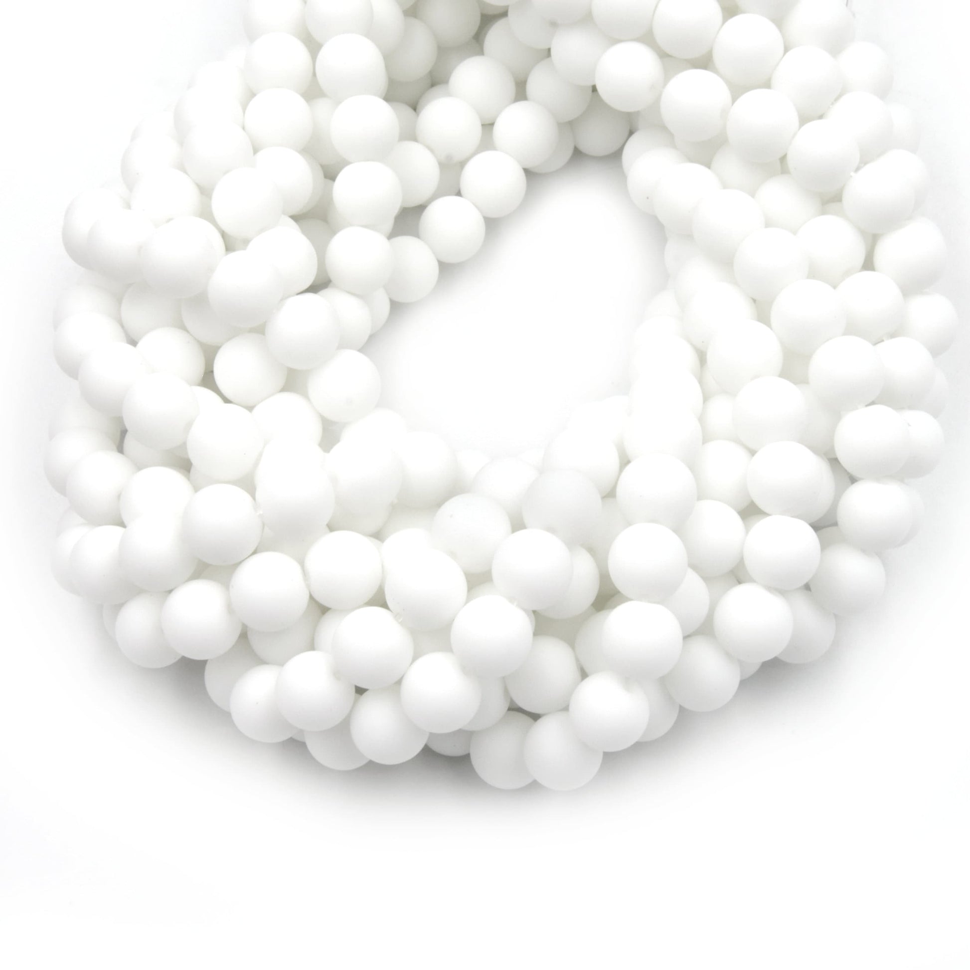 Dyed Matte Jade Beads | Dyed Opaque White Round Gemstone Beads - 4mm 6mm 8mm 10mm 12mm Available
