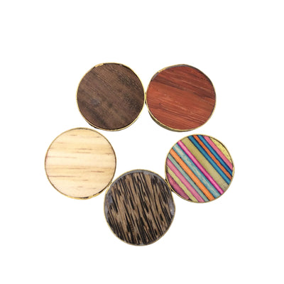 Round Wood Bezel Beads | Wooden Beads with Gold Edge