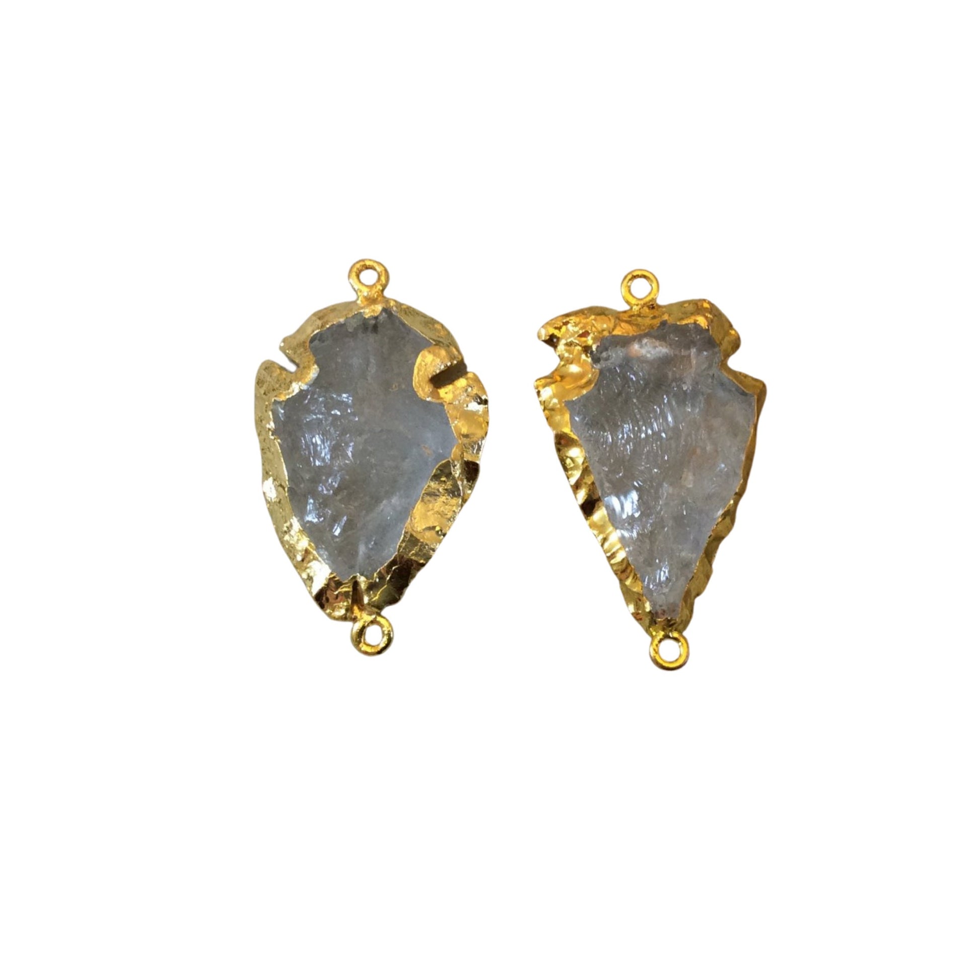1-1.5" Arrowhead Shaped Electroformed Clear Quartz Connector - Measuring 30mm-40mm Long, Approximately - Sold Individually, Randomly Chosen