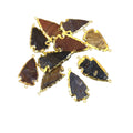 1-1.5" Gold Finish Arrowhead Shaped Electroplated Mixed Jasper Connector - Measuring 30mm-40mm Long - Sold Individually, Randomly Chosen