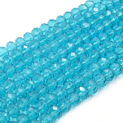 Chinese Crystal Beads | 6mm Faceted Transparent Rondelle Shaped Crystal Beads | Gray Blue Teal Green