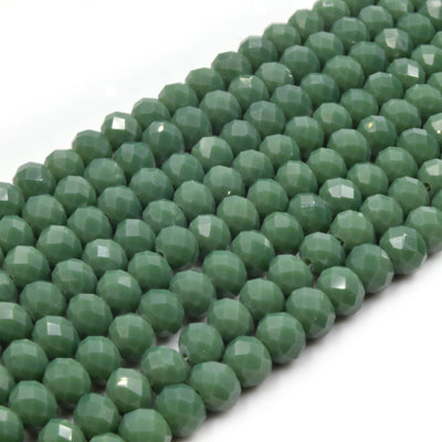 Chinese Crystal Beads | 6mm Faceted Opaque Rondelle Shaped Crystal Beads | Green, Teal