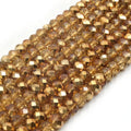 Chinese Crystal Beads | 6mm Faceted Bi-Color Metallic Rondelle Shaped Crystal Beads | Gold, Silver, Black, Blue