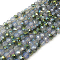 Chinese Crystal Beads | 6mm Faceted Bi-Color Metallic Rondelle Shaped Crystal Beads | Purple Pink White