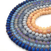Chinese Crystal Beads | 6mm Faceted Matte Rondelle Shaped Crystal Beads | Blue Silver Gray Peach Pink