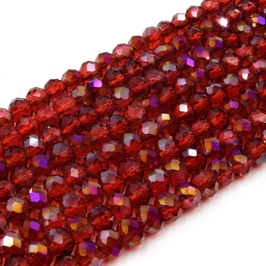 Crystal Beads: "6mm Faceted Transparent AB Coated Rondelle Shaped Red, Orange, Tan, Cream - Chinese Crystal Beads"