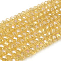 Chinese Crystal Beads | 6mm Faceted Transparent AB Coated Rondelle Shaped Crystal Beads | Red Orange Tan Cream