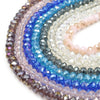 Chinese Crystal Beads | 6mm Faceted Transparent AB Coated Rondelle Shaped Crystal Beads | Purple Blue Pink