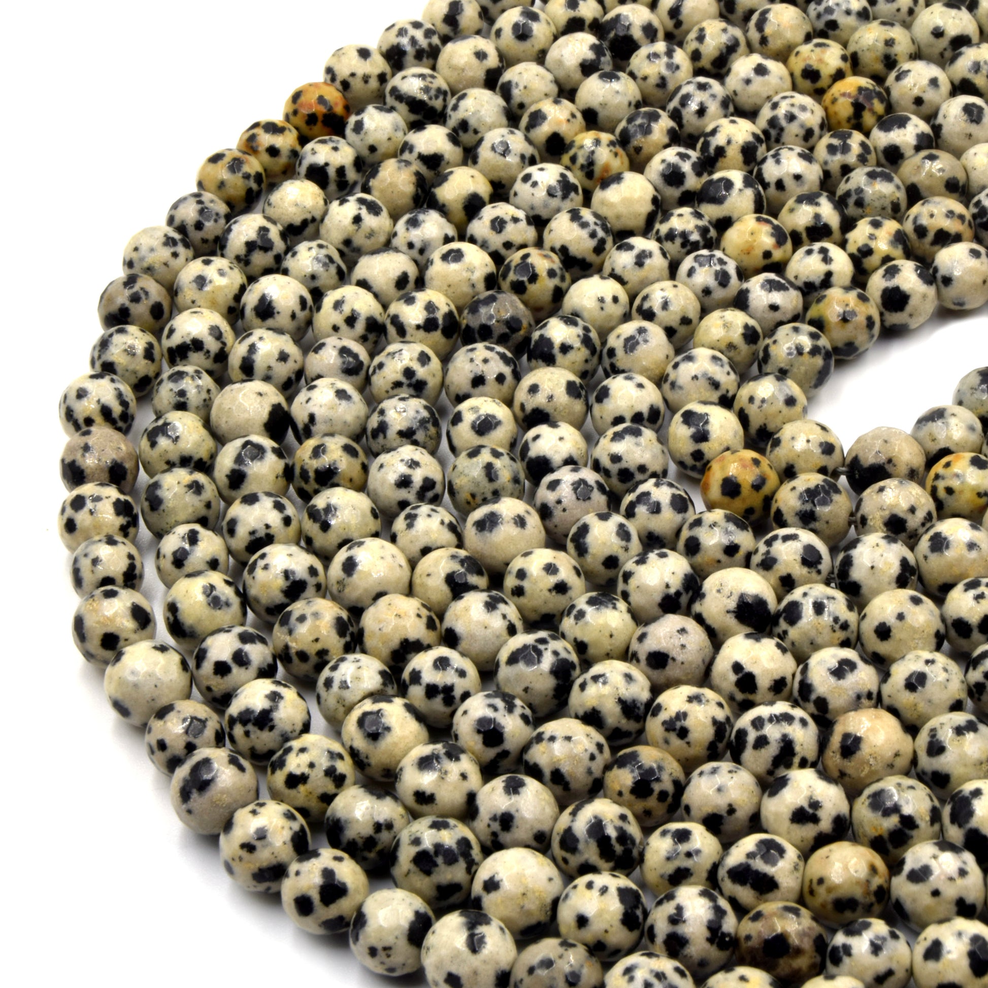 Dalmatian Jasper Beads | Faceted Round Natural Gemstone Beads - 4mm 6mm 8mm 10mm 12mm 14mm