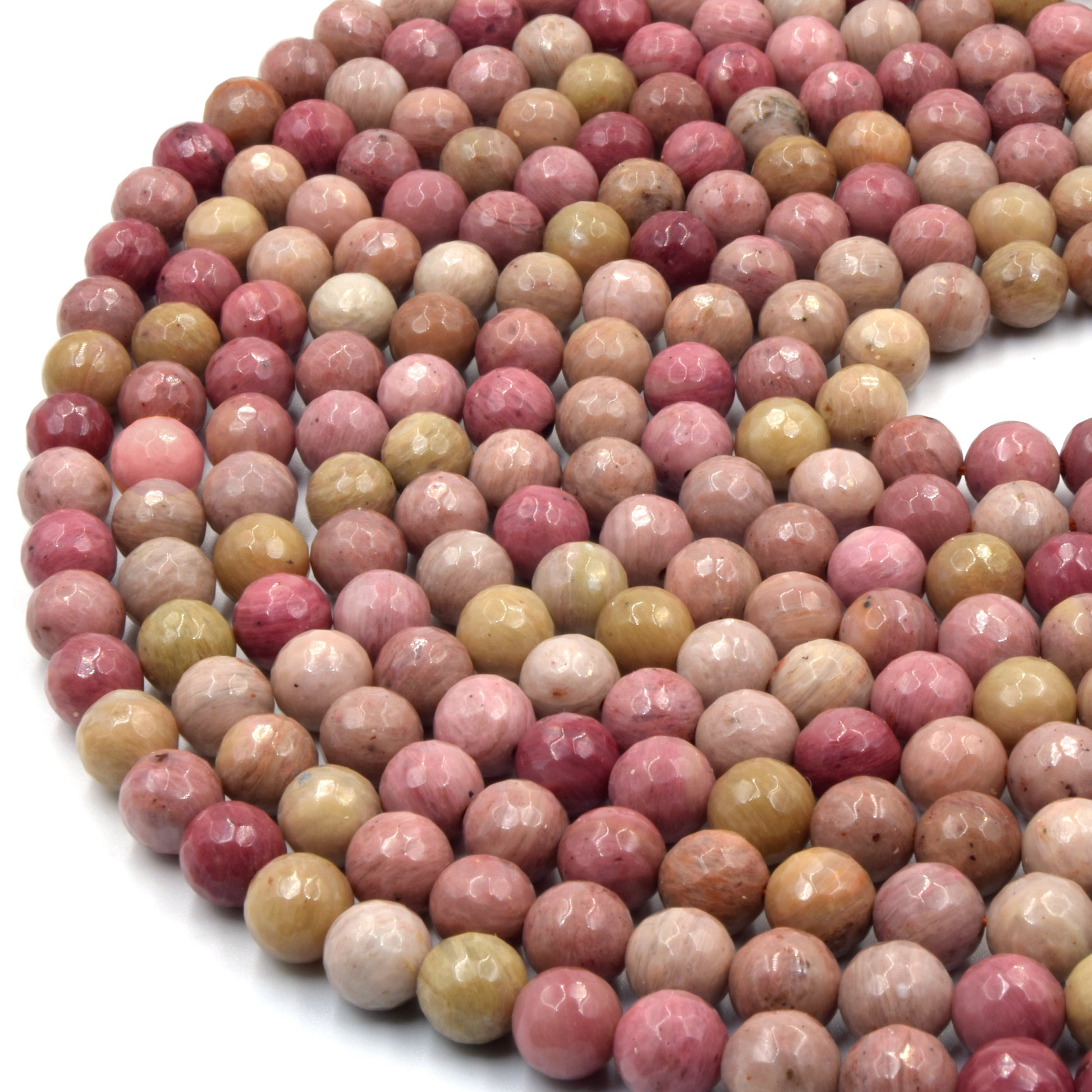 Rhodonite Beads | Faceted Pink Round Natural Gemstone Beads - 4mm 6mm 8mm 10mm 12mm