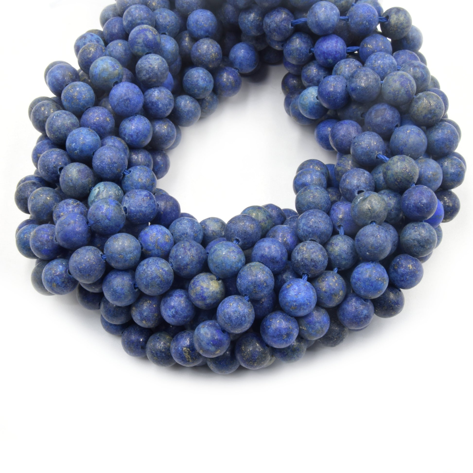 Satin Lapis Lazuli Beads | Semi-Gloss Round Natural Blue Lapis Beads - 4mm 6mm 8mm 10mm 12mm 14mm