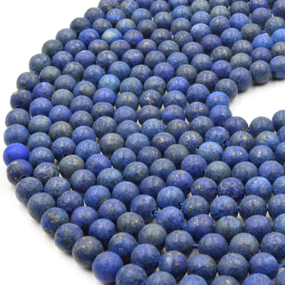 Satin Lapis Lazuli Beads | Semi-Gloss Round Natural Blue Lapis Beads - 4mm 6mm 8mm 10mm 12mm 14mm