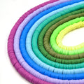 African Vinyl Beads | 6mm Purple Pink Blue Green Yellow Vinyl Clay Heishi Disc Beads (Approx. 350 Beads)