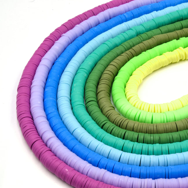 African Vinyl Beads 6mm Purple Pink Blue Green Yellow Vinyl Clay