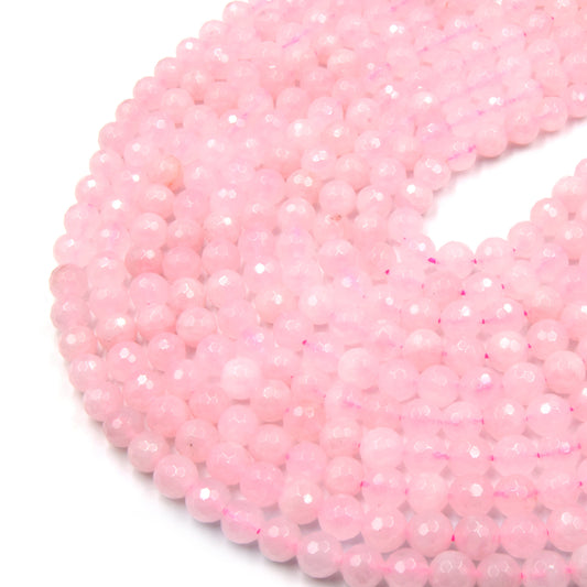 Faceted Rose Quartz Bead | Pink Round Faceted Finish Gemstone Beads | 4mm 6mm 8mm 10mm 12mm Available