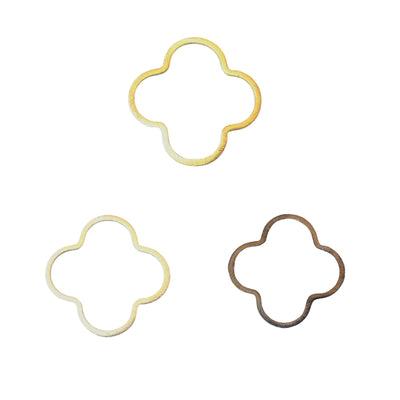 35mm Gold/Silver/Gunmetal Brushed Finish Open Quatrefoil/Clover Shaped Plated Copper Components  Sold in Pre-Counted Bulk Packs of 10 Pieces