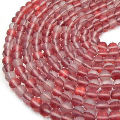 Synthetic Moonstone Beads | Mystic Aura Quartz Beads | Red Matte Holographic Glass Beads - 10mm Available
