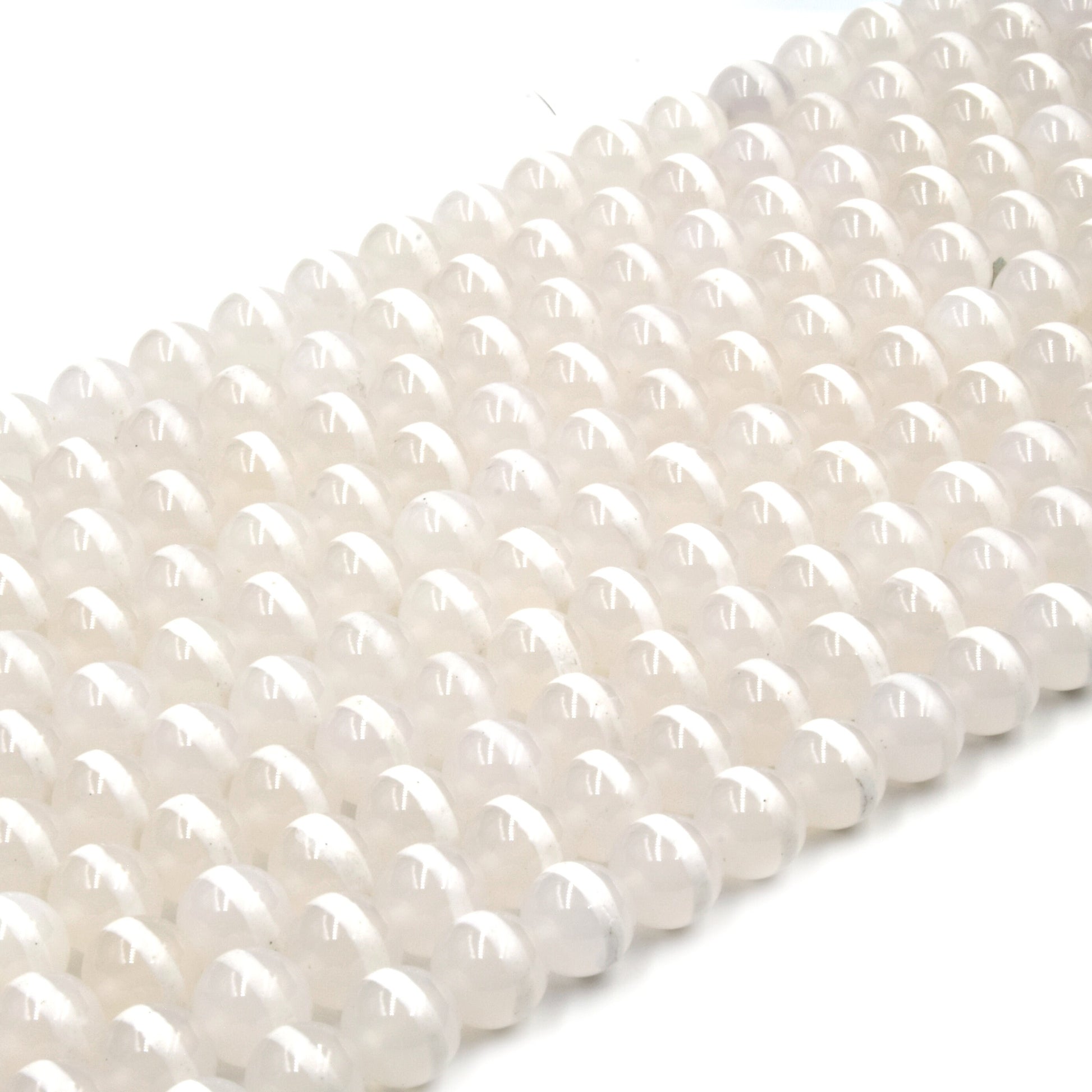 Tibetan Agate Beads | Dzi Beads | Dyed White Glossy Striped Round Gemstone Beads - 6mm 8mm 10mm 12mm Available