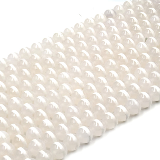 Tibetan Agate Beads | Dzi Beads | Dyed White Glossy Striped Round Gemstone Beads - 6mm 8mm 10mm 12mm Available