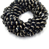 Tibetan Agate Beads | Dzi Beads | Dyed Black Faceted with Cream Stripe Round Gemstone Beads - 6mm 8mm 10mm 12mm Available