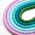 African Vinyl Beads | 8mm Pink Blue Aqua Teal Vinyl Clay Heishi Disc Beads (Approx. 350 Beads)