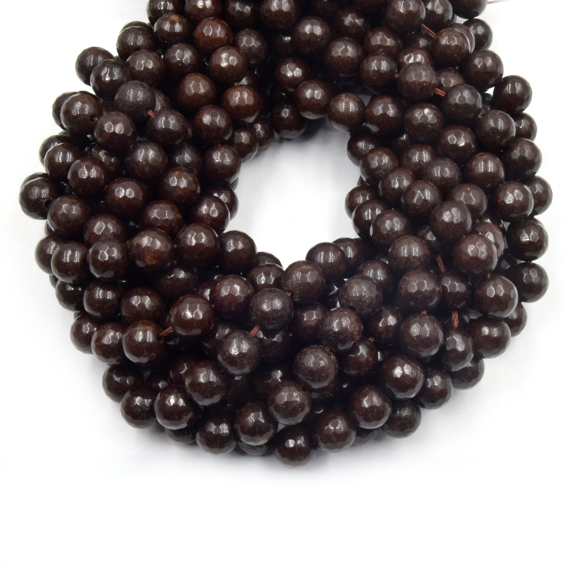 Faceted Jade Beads | 8mm Faceted Dyed Brown Red Orange Purple Jade Round Beads with 1mm Holes - Sold by 15.5" Strands (~ 46 Beads)