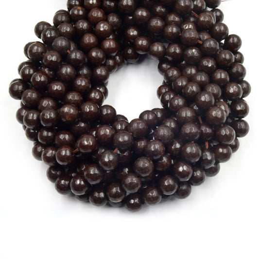 Faceted Jade Beads | 8mm Faceted Dyed Brown Red Orange Purple Jade Round Beads with 1mm Holes - Sold by 15.5" Strands (~ 46 Beads)