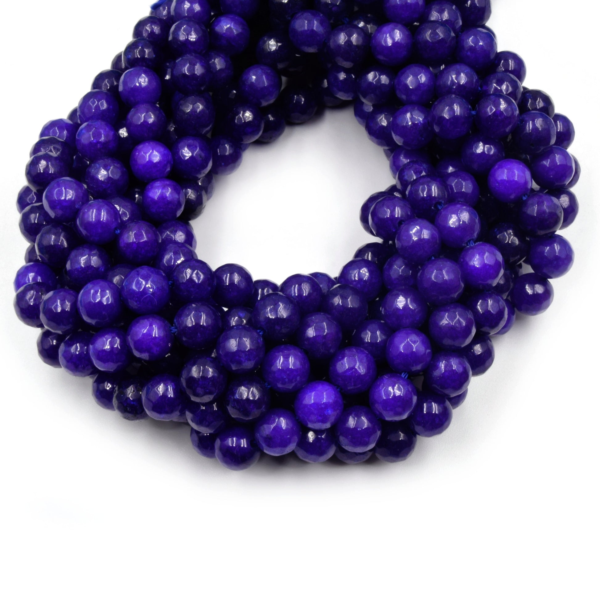 Faceted Jade Beads | 8mm Faceted Dyed Brown Red Orange Purple Jade Round Beads with 1mm Holes - Sold by 15.5" Strands (~ 46 Beads)