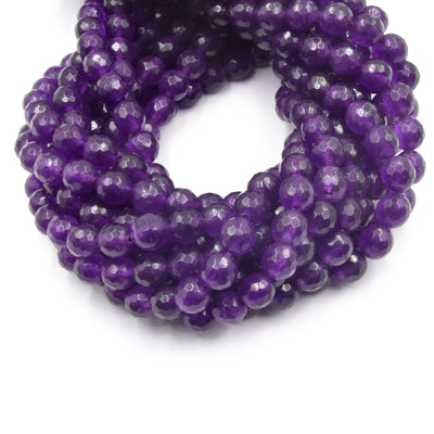 Faceted Jade Beads | 8mm Faceted Dyed Brown Red Orange Purple Jade Round Beads with 1mm Holes - Sold by 15.5" Strands (~ 46 Beads)