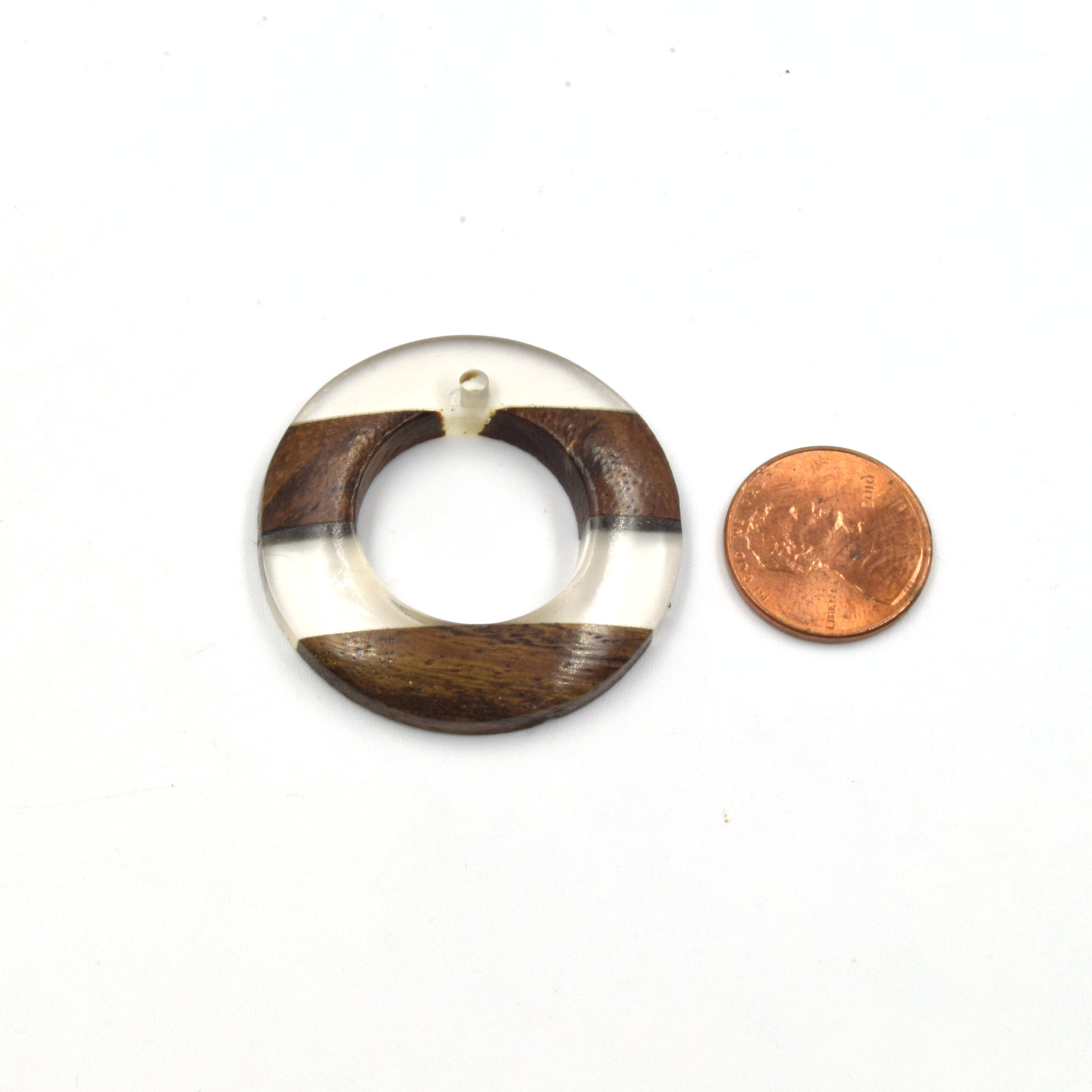 Acrylic Wood Pendants | Resin Pendants | 38mm Clear Wooden Circle Drilled Pendant